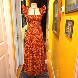 House of‎ Harlow Floral Ruffle Sleeve Maxi Dress